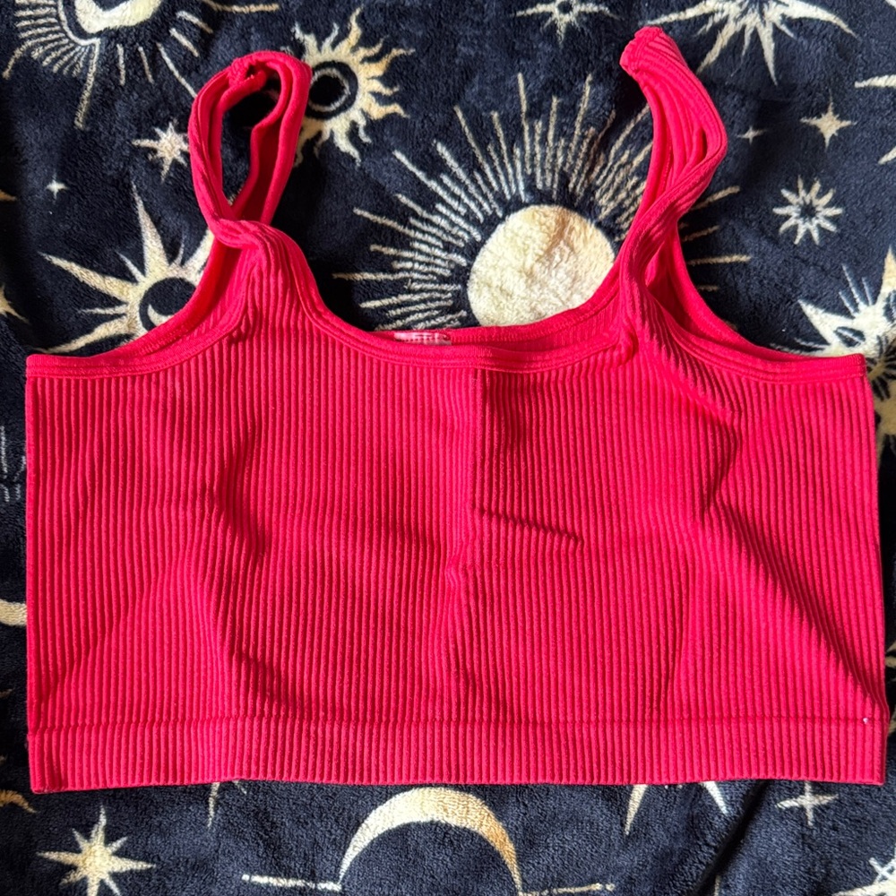Vibrant Pink Ribbed Crop Top